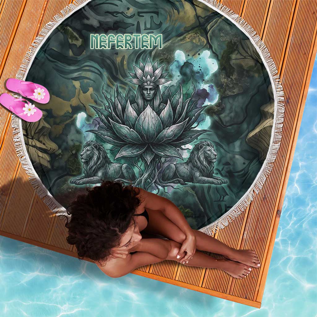 Nefertem Beach Blanket Primordial Bloom Lotus Mystical Lion Cosmic Egyptian