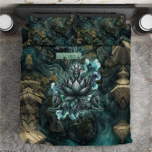 Nefertem Bedding Set Primordial Bloom Lotus Mystical Lion Cosmic Egyptian