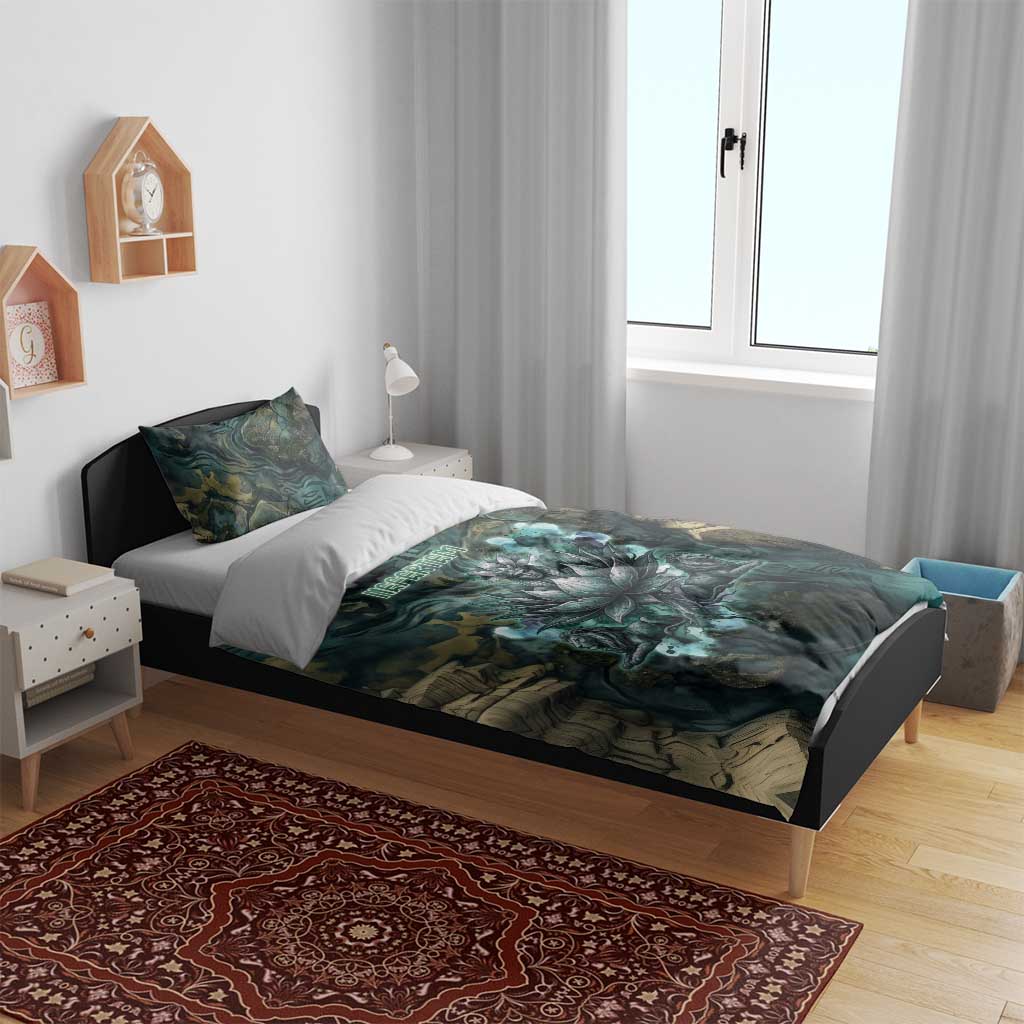 Nefertem Bedding Set Primordial Bloom Lotus Mystical Lion Cosmic Egyptian