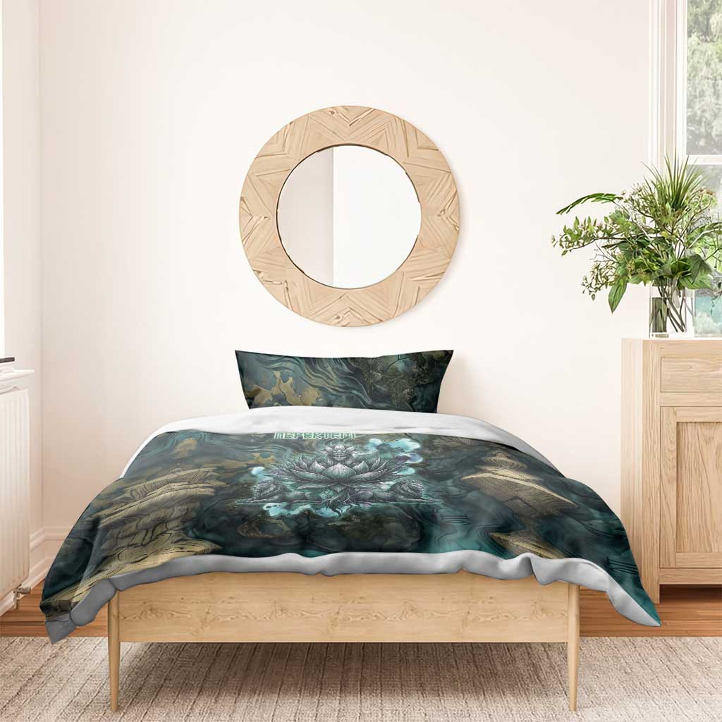 Nefertem Bedding Set Primordial Bloom Lotus Mystical Lion Cosmic Egyptian