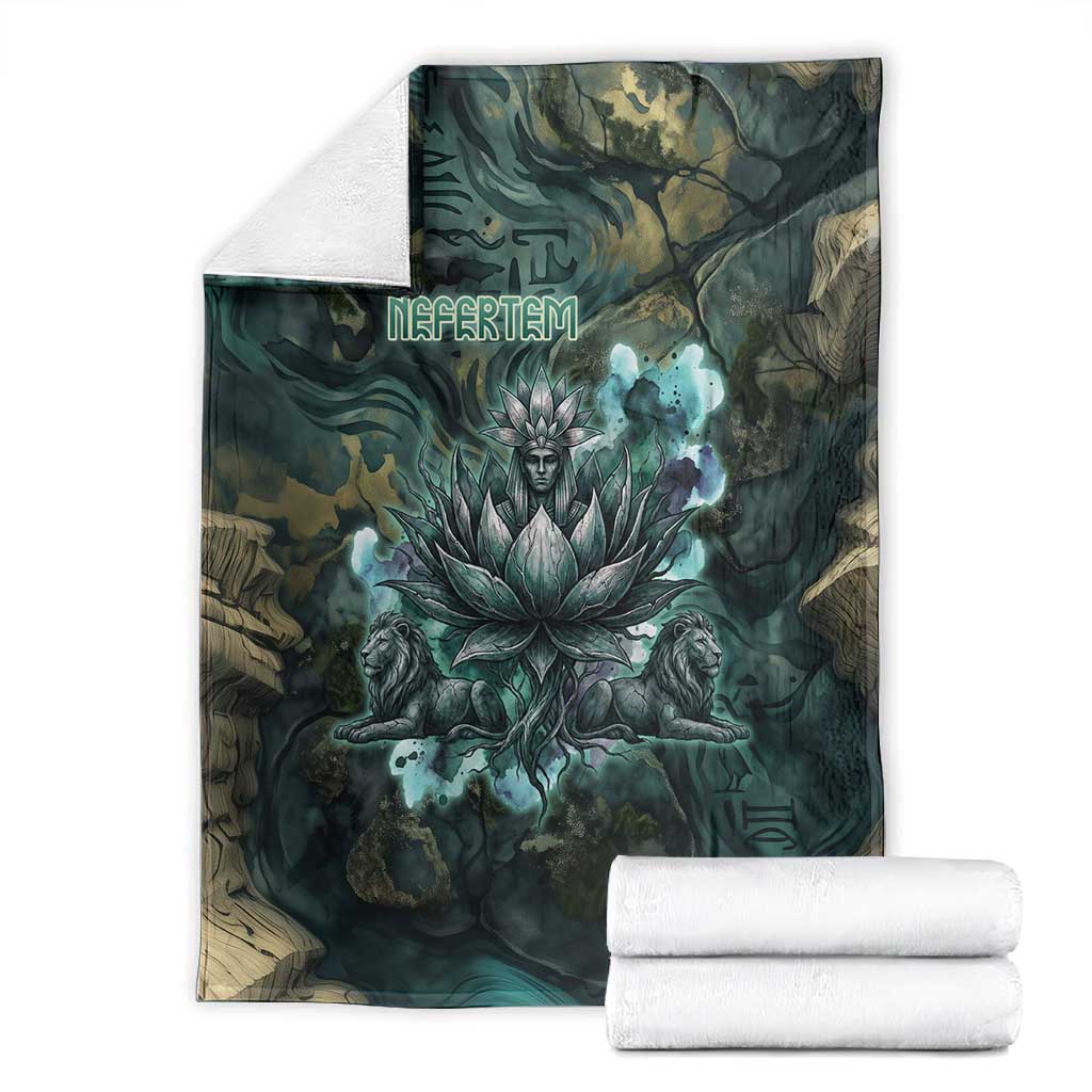Nefertem Blanket Primordial Bloom Lotus Mystical Lion Cosmic Egyptian