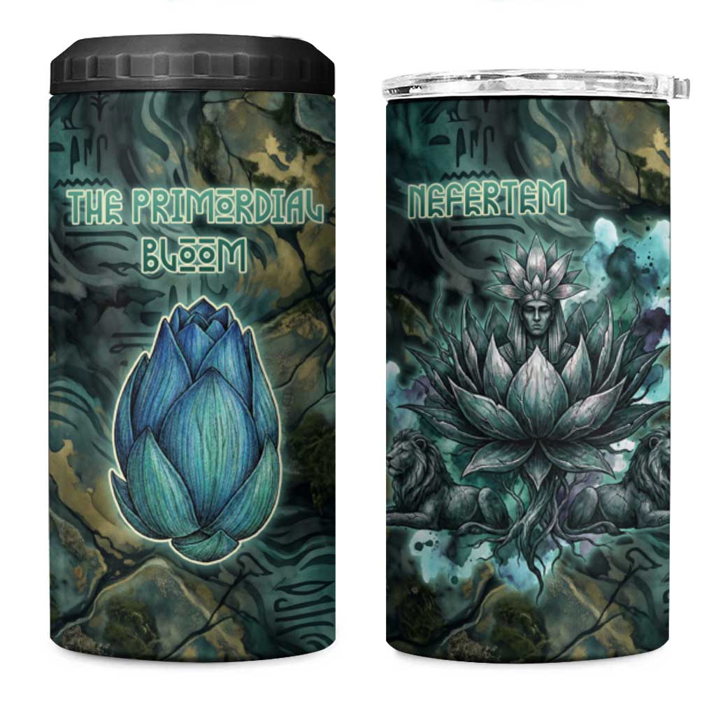 Nefertem 4 in 1 Can Cooler Tumbler Primordial Bloom Lotus Mystical Lion Cosmic Egyptian