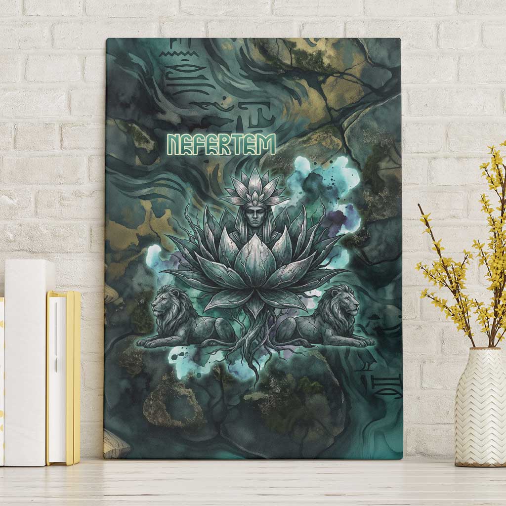 Nefertem Canvas Wall Art Primordial Bloom Lotus Mystical Lion Cosmic Egyptian