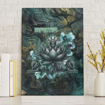 Nefertem Canvas Wall Art Primordial Bloom Lotus Mystical Lion Cosmic Egyptian