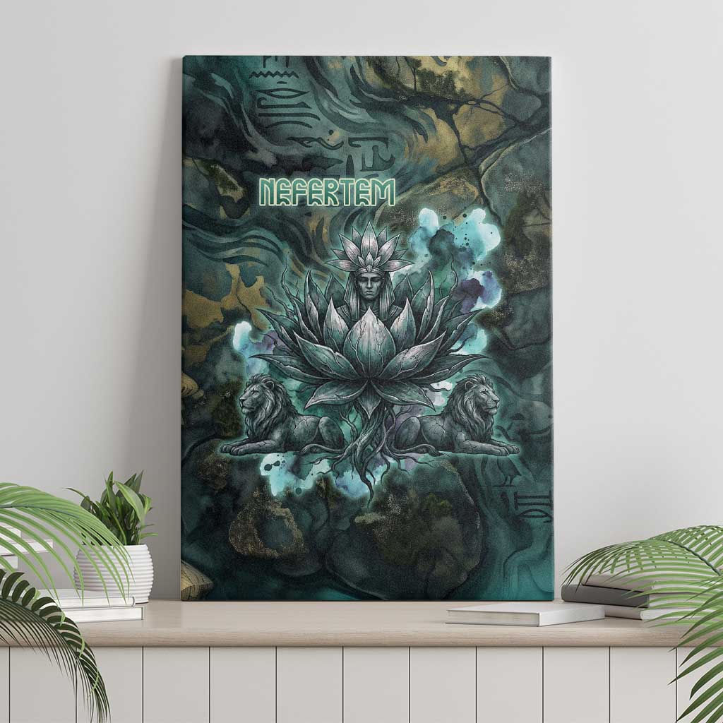 Nefertem Canvas Wall Art Primordial Bloom Lotus Mystical Lion Cosmic Egyptian