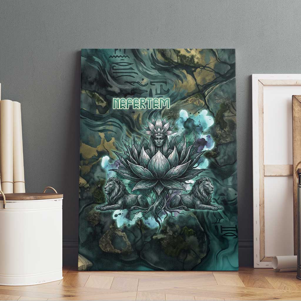 Nefertem Canvas Wall Art Primordial Bloom Lotus Mystical Lion Cosmic Egyptian