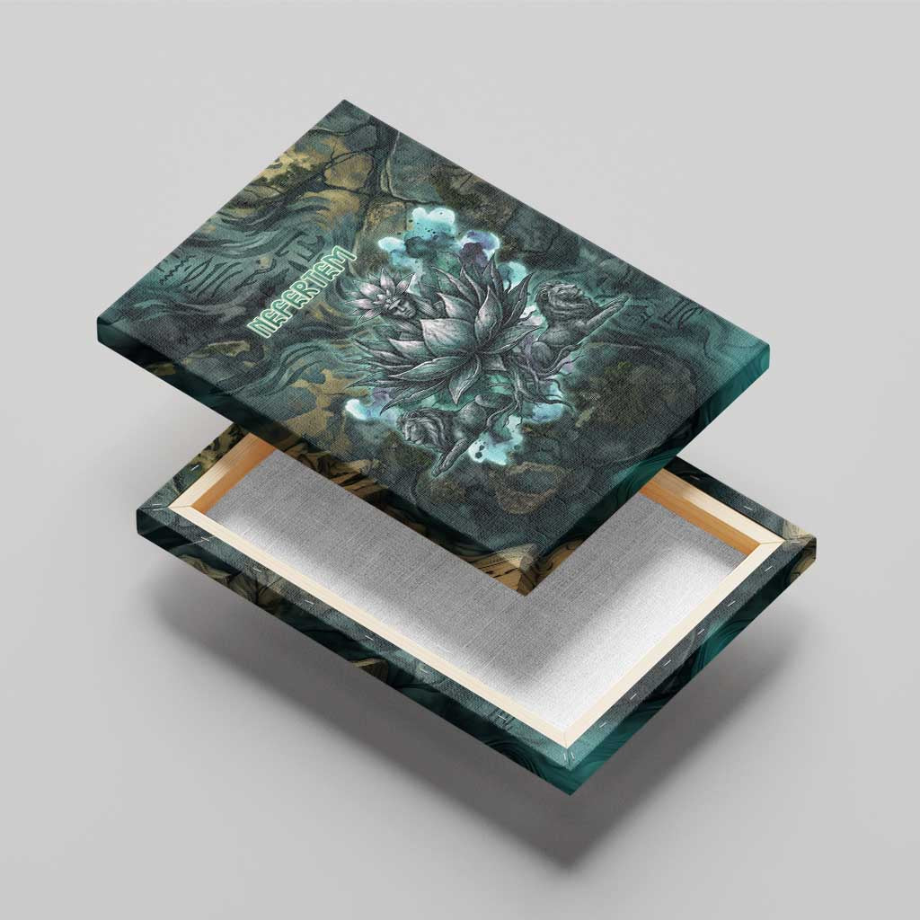 Nefertem Canvas Wall Art Primordial Bloom Lotus Mystical Lion Cosmic Egyptian