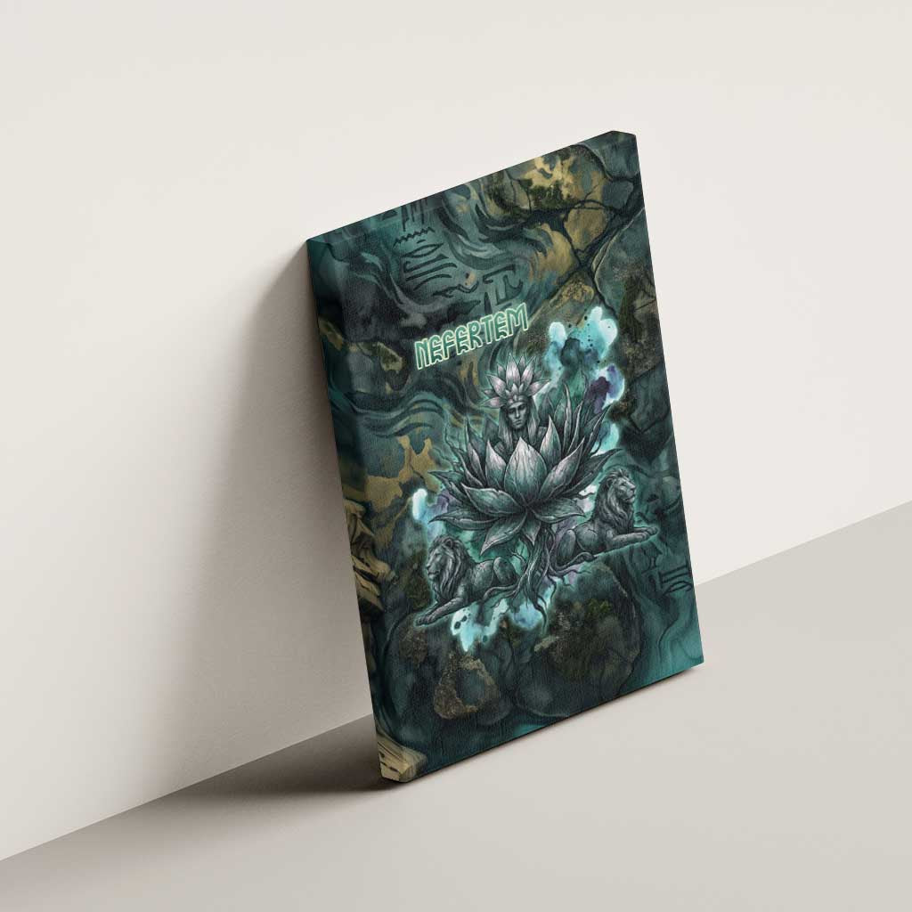Nefertem Canvas Wall Art Primordial Bloom Lotus Mystical Lion Cosmic Egyptian