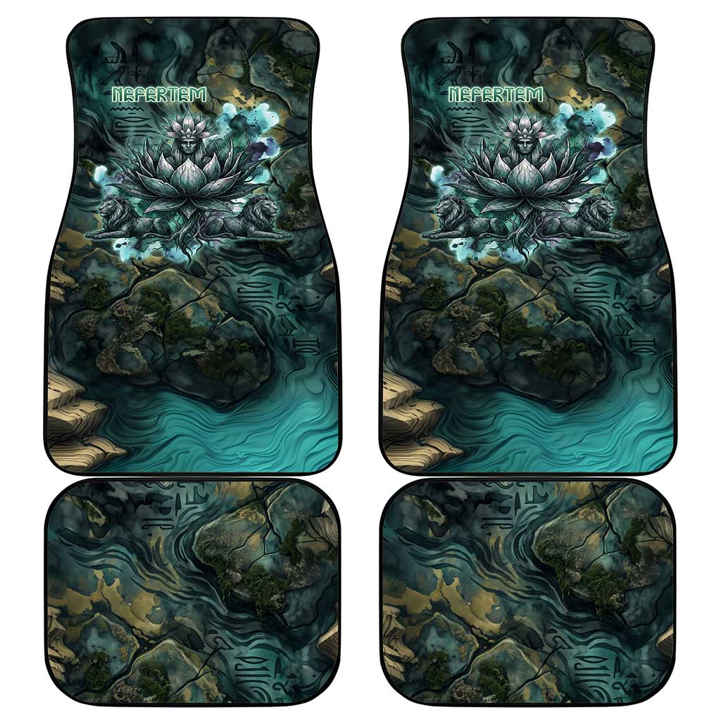 Nefertem Car Mats Primordial Bloom Lotus Mystical Lion Cosmic Egyptian