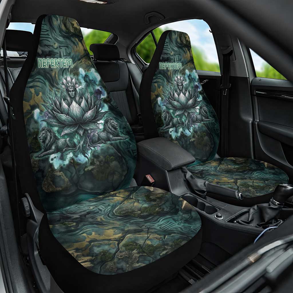 Nefertem Car Seat Cover Primordial Bloom Lotus Mystical Lion Cosmic Egyptian