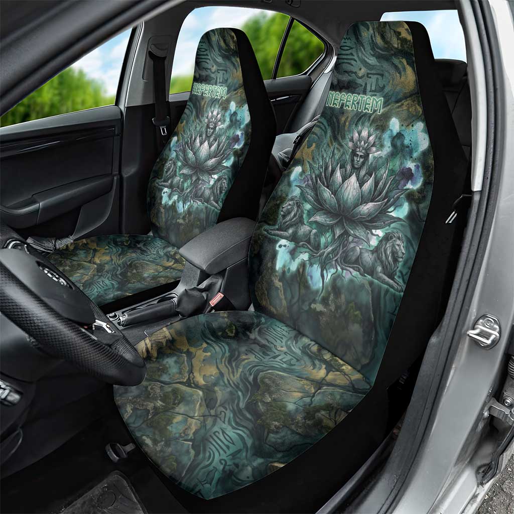 Nefertem Car Seat Cover Primordial Bloom Lotus Mystical Lion Cosmic Egyptian