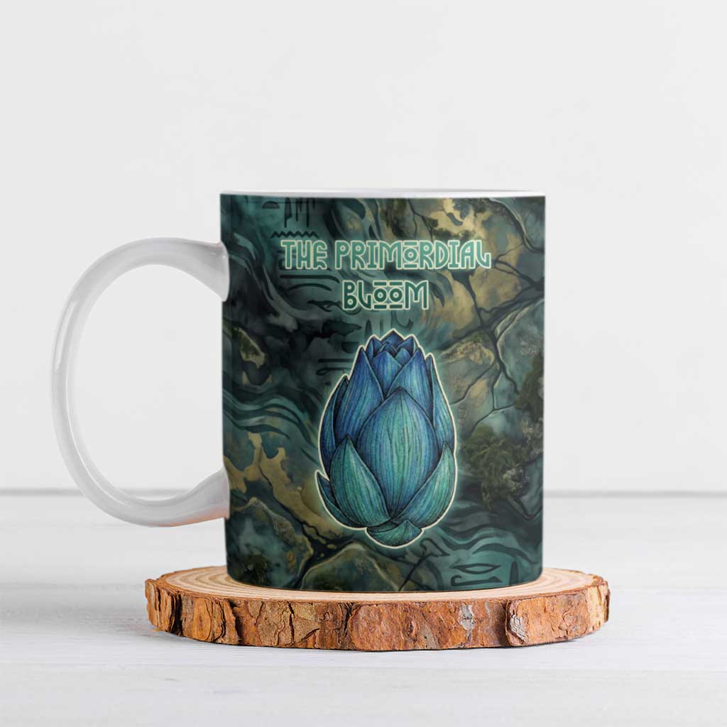 Nefertem Ceramic Mug Primordial Bloom Lotus Mystical Lion Cosmic Egyptian