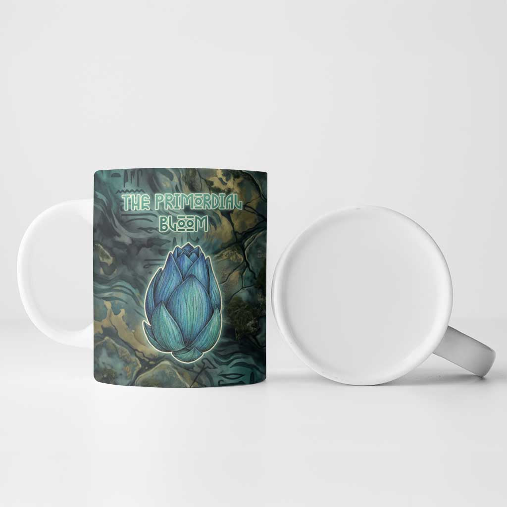 Nefertem Ceramic Mug Primordial Bloom Lotus Mystical Lion Cosmic Egyptian