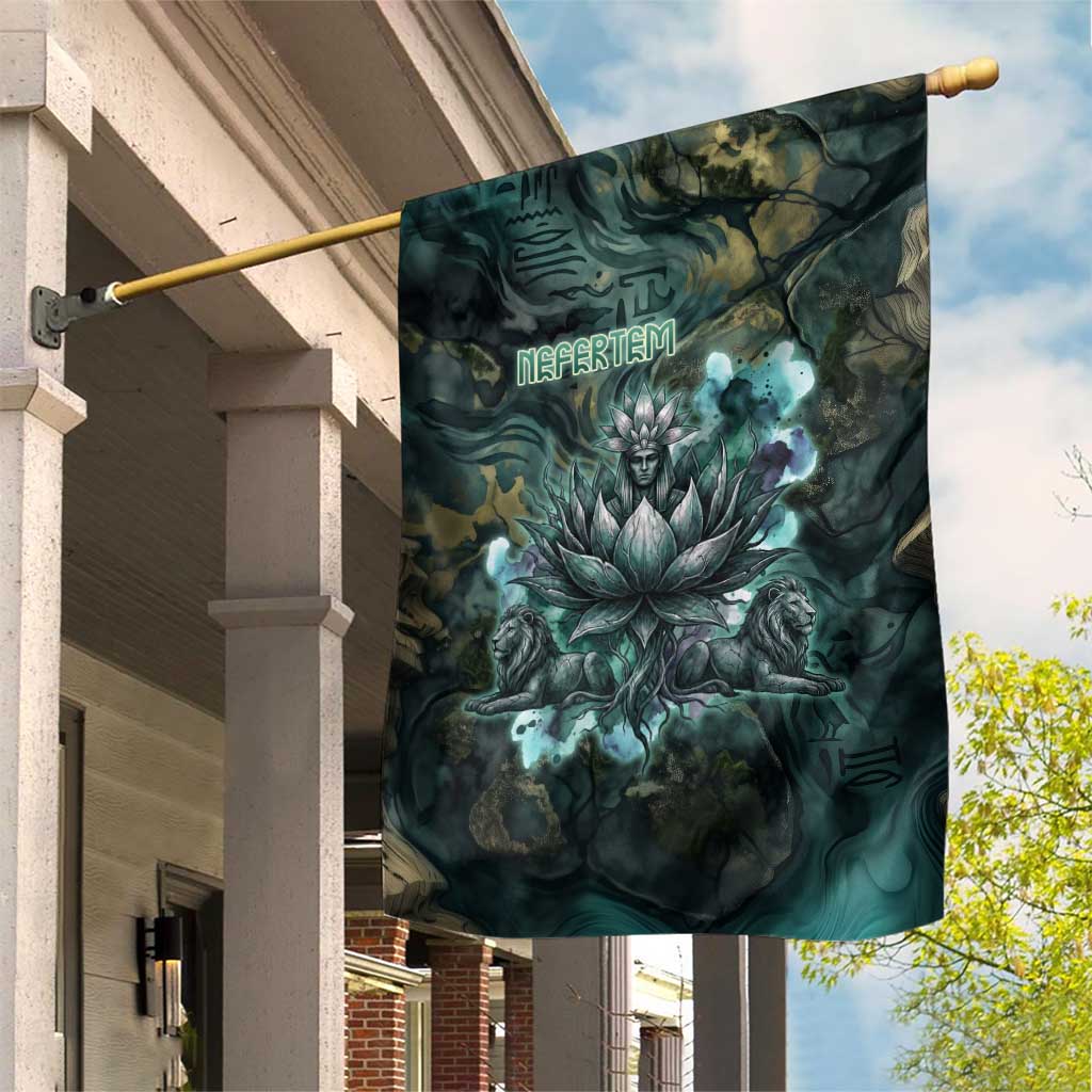 Nefertem Garden Flag Primordial Bloom Lotus Mystical Lion Cosmic Egyptian