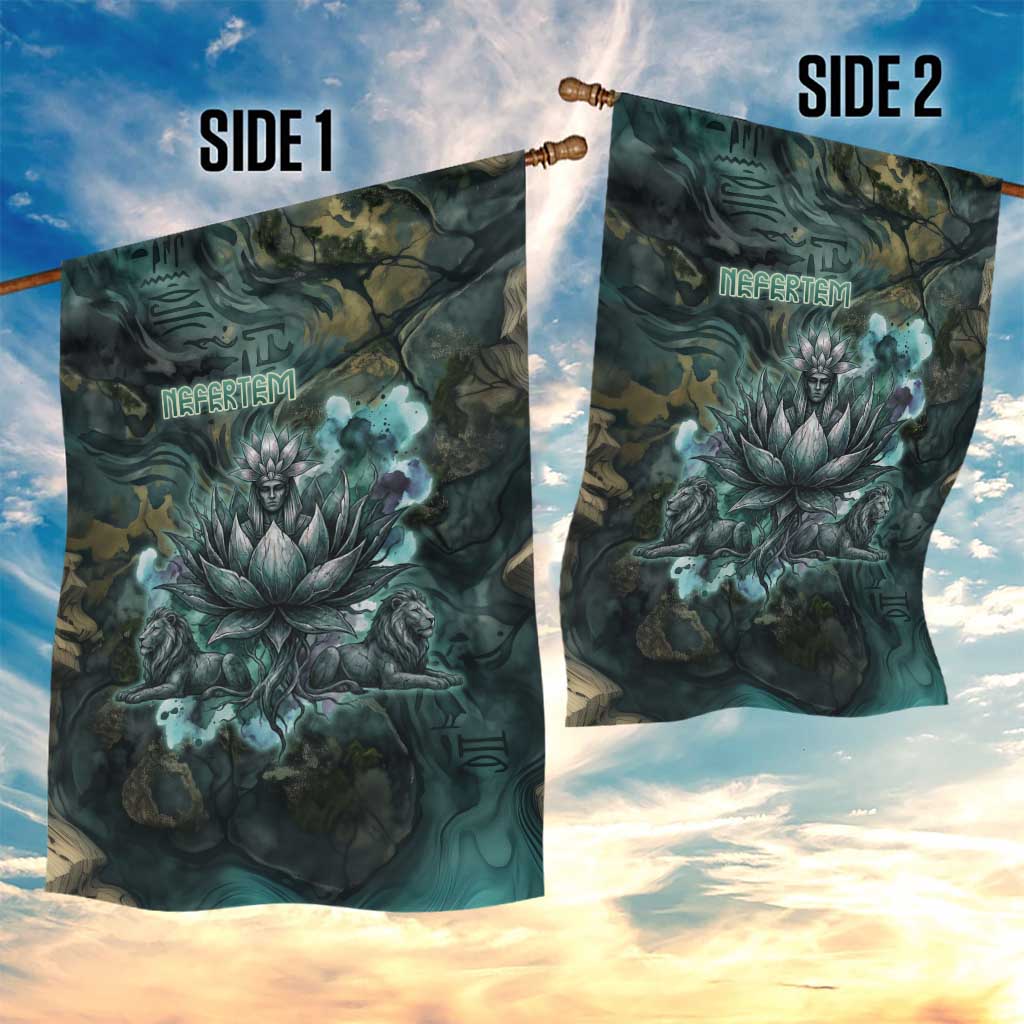 Nefertem Garden Flag Primordial Bloom Lotus Mystical Lion Cosmic Egyptian