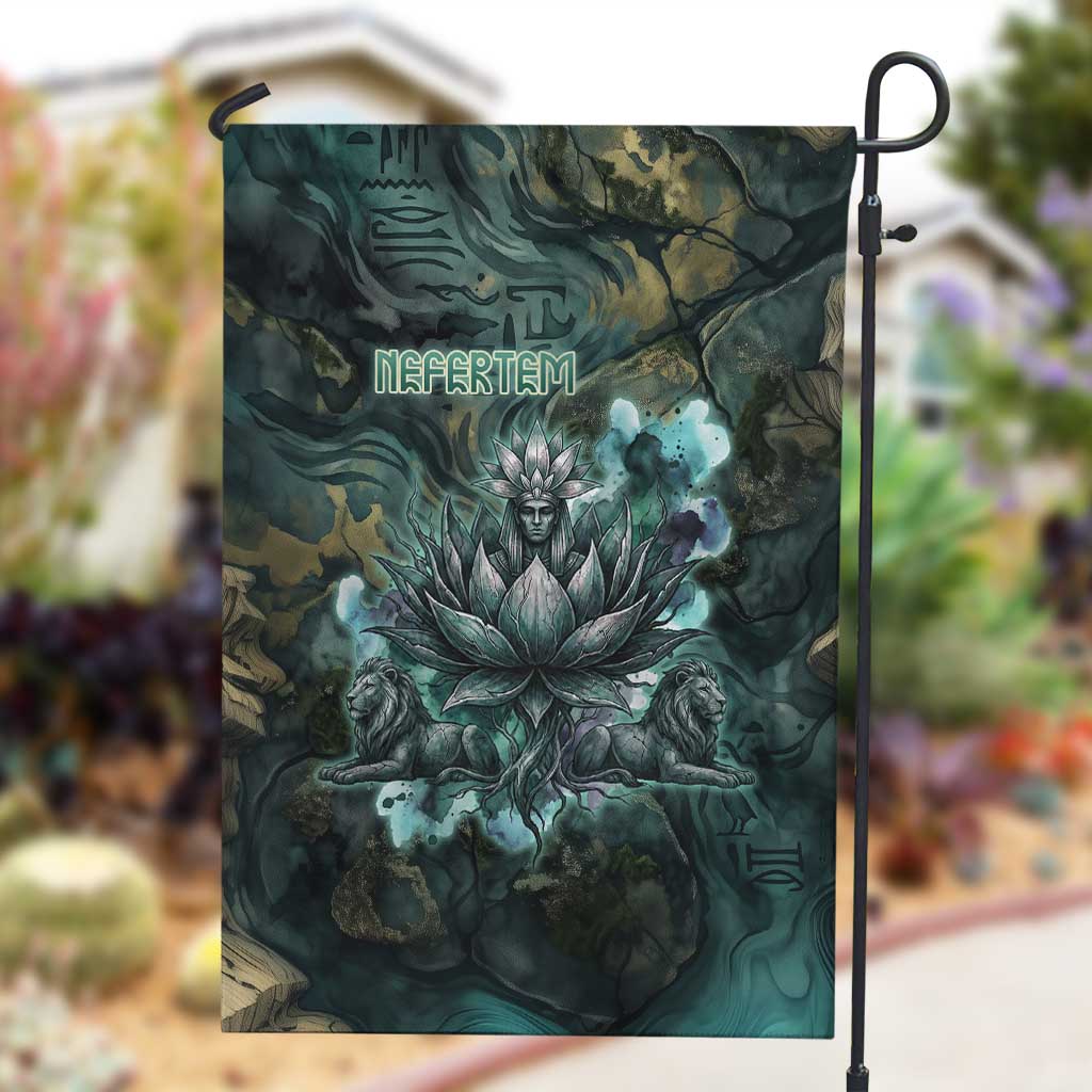 Nefertem Garden Flag Primordial Bloom Lotus Mystical Lion Cosmic Egyptian