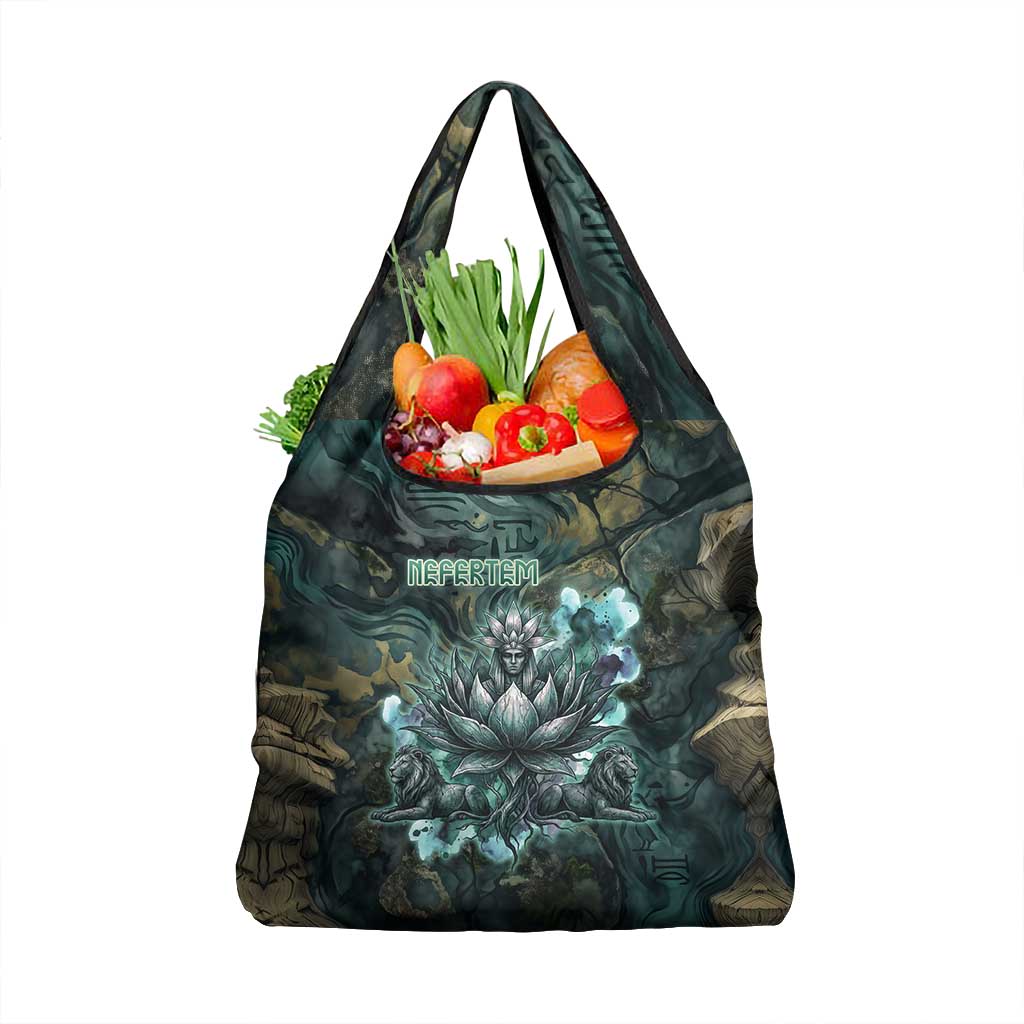 Nefertem Grocery Bag Primordial Bloom Lotus Mystical Lion Cosmic Egyptian