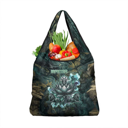 Nefertem Grocery Bag Primordial Bloom Lotus Mystical Lion Cosmic Egyptian