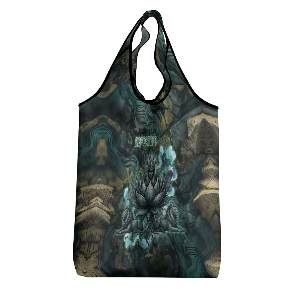 Nefertem Grocery Bag Primordial Bloom Lotus Mystical Lion Cosmic Egyptian