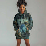 Nefertem Hoodie Dress Primordial Bloom Lotus Mystical Lion Cosmic Egyptian