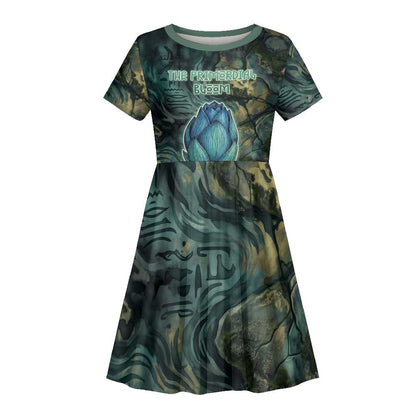 Nefertem Kid Short Sleeve Dress Primordial Bloom Lotus Mystical Lion Cosmic Egyptian
