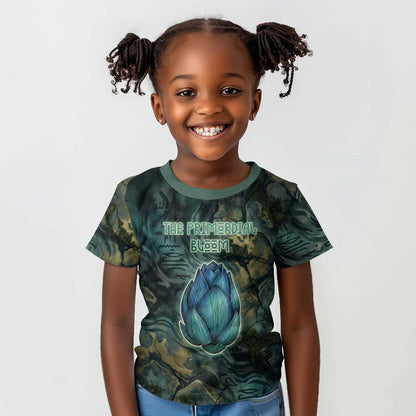 Nefertem Kid T shirt Primordial Bloom Lotus Mystical Lion Cosmic Egyptian