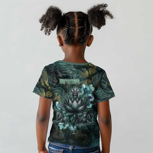 Nefertem Kid T shirt Primordial Bloom Lotus Mystical Lion Cosmic Egyptian
