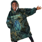 Nefertem Kid Wearable Blanket Hoodie Primordial Bloom Lotus Mystical Lion Cosmic Egyptian