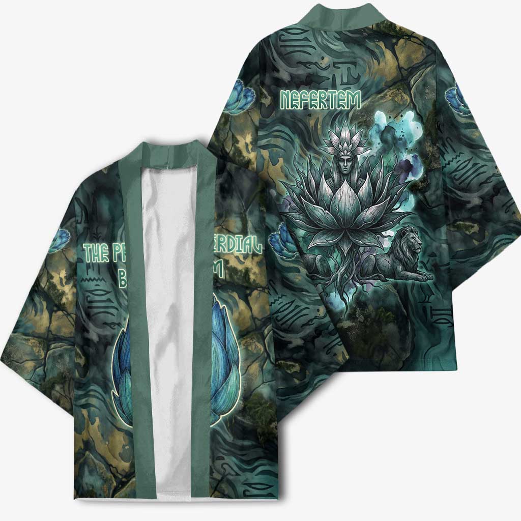 Nefertem Kimono Primordial Bloom Lotus Mystical Lion Cosmic Egyptian