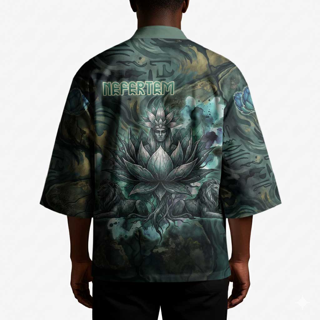 Nefertem Kimono Primordial Bloom Lotus Mystical Lion Cosmic Egyptian