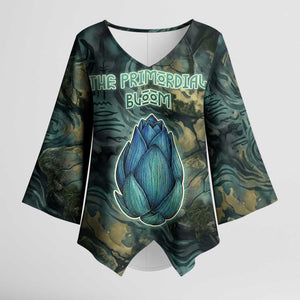 Nefertem Kimono Sleeve Blouse Primordial Bloom Lotus Mystical Lion Cosmic Egyptian