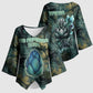 Nefertem Kimono Sleeve Blouse Primordial Bloom Lotus Mystical Lion Cosmic Egyptian