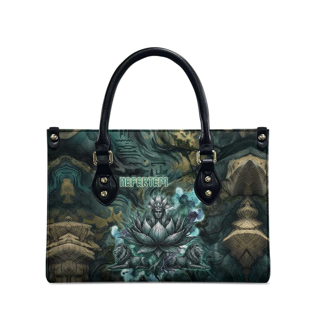 Nefertem Leather Bag Primordial Bloom Lotus Mystical Lion Cosmic Egyptian
