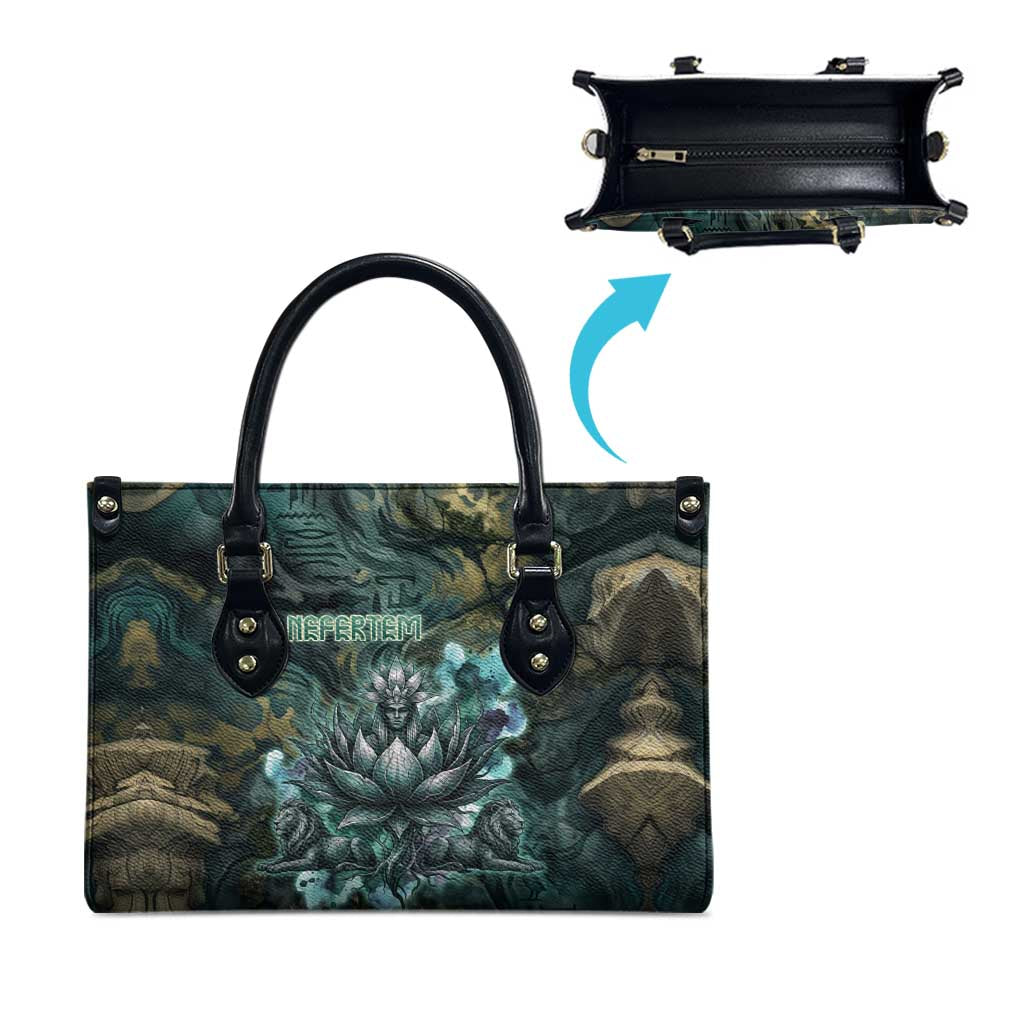 Nefertem Leather Bag Primordial Bloom Lotus Mystical Lion Cosmic Egyptian