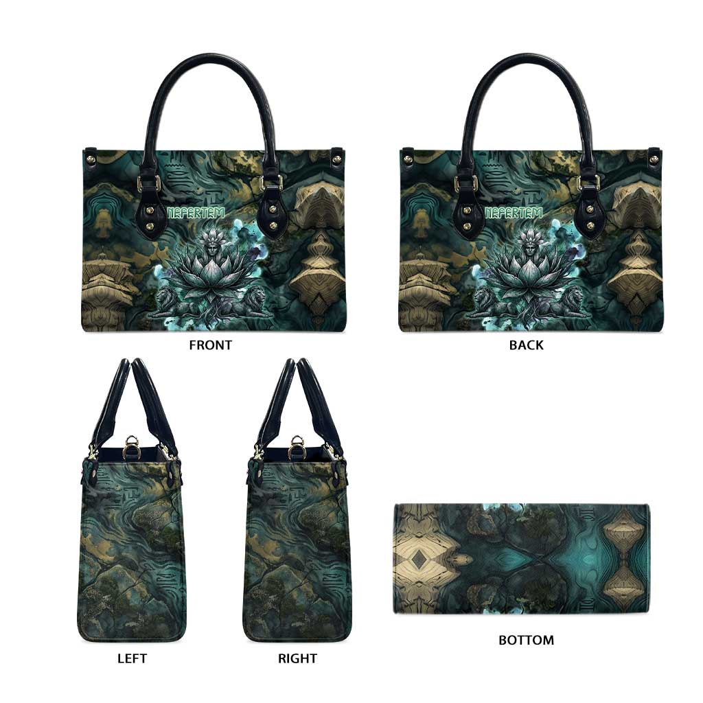 Nefertem Leather Bag Primordial Bloom Lotus Mystical Lion Cosmic Egyptian