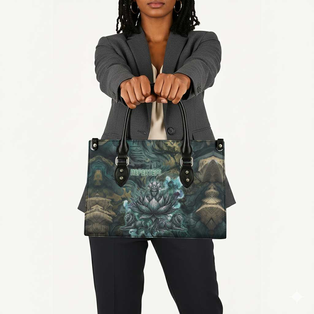 Nefertem Leather Bag Primordial Bloom Lotus Mystical Lion Cosmic Egyptian
