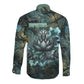 Nefertem Long Sleeve Button Shirt Primordial Bloom Lotus Mystical Lion Cosmic Egyptian