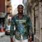 Nefertem Long Sleeve Button Shirt Primordial Bloom Lotus Mystical Lion Cosmic Egyptian