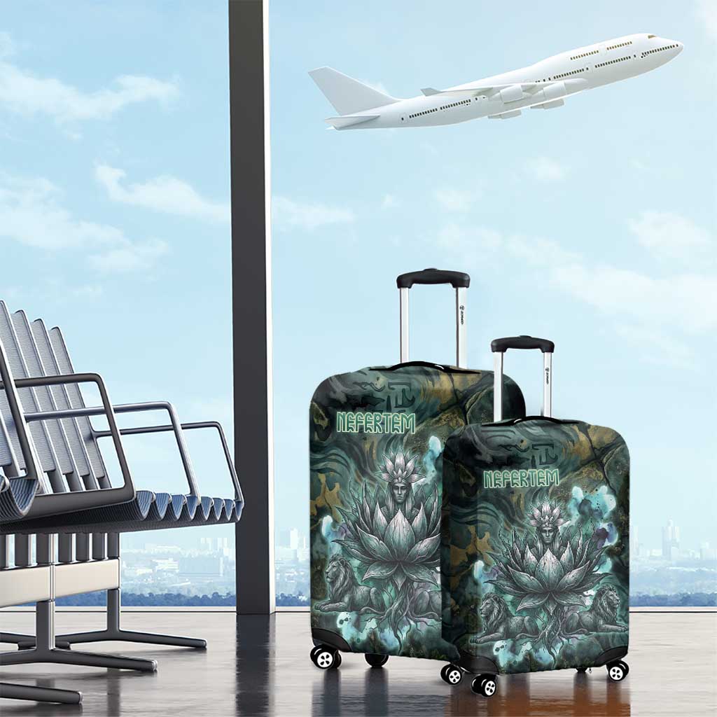 Nefertem Luggage Cover Primordial Bloom Lotus Mystical Lion Cosmic Egyptian