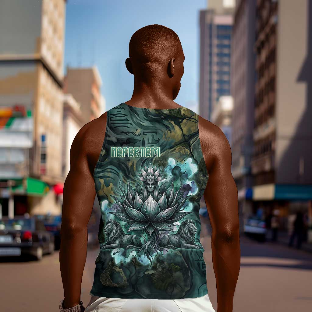 Nefertem Men Tank Top Primordial Bloom Lotus Mystical Lion Cosmic Egyptian