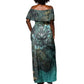 Nefertem Off Shoulder Maxi Dress Primordial Bloom Lotus Mystical Lion Cosmic Egyptian