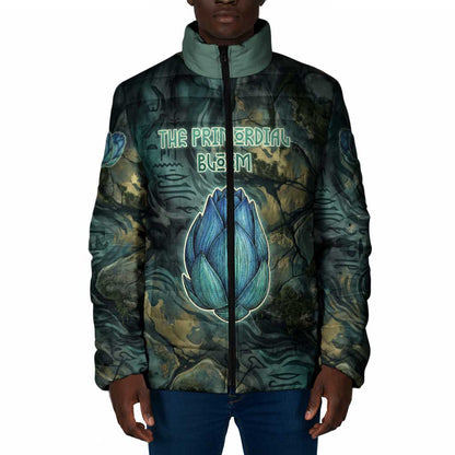 Nefertem Padded Jacket Primordial Bloom Lotus Mystical Lion Cosmic Egyptian