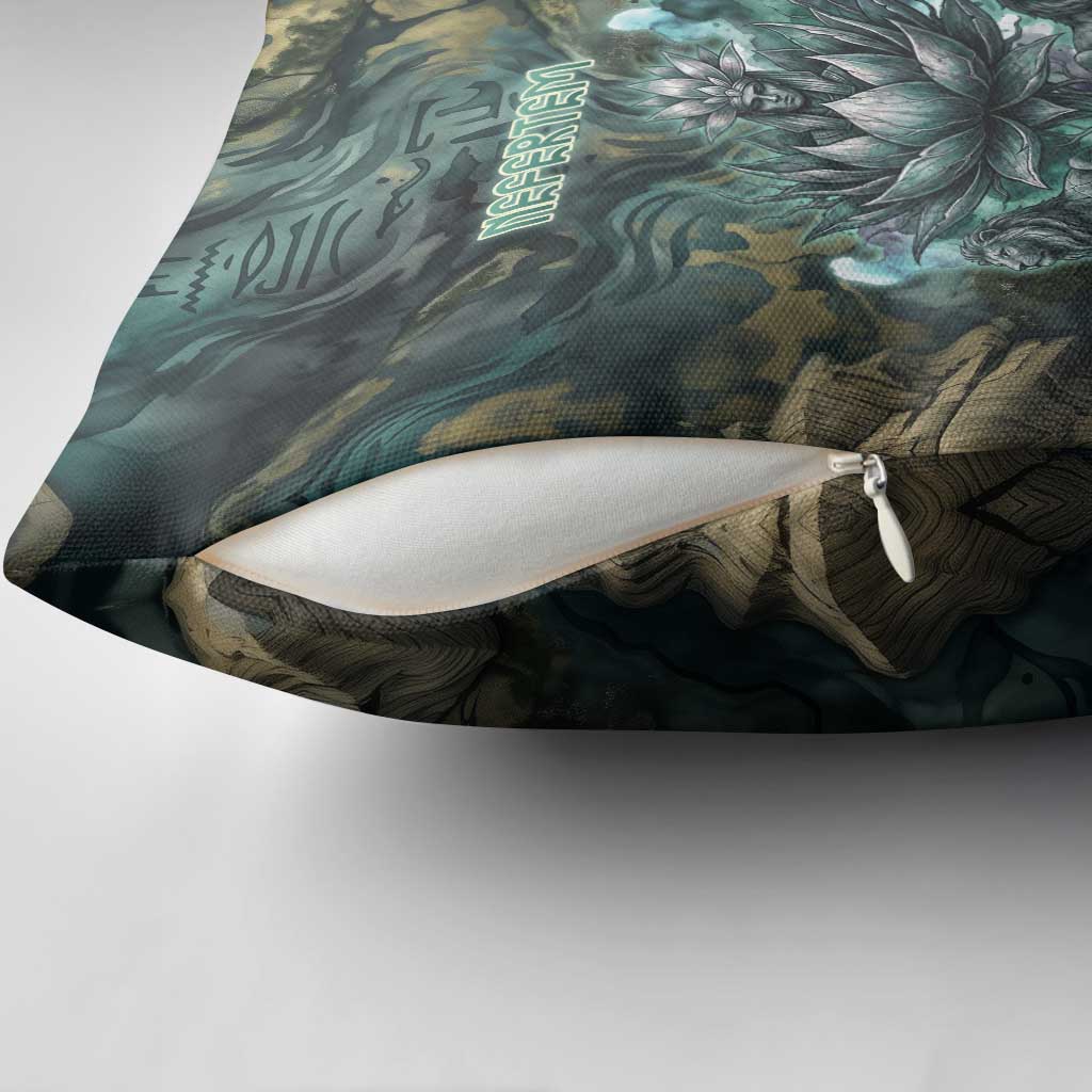 Nefertem Pillow Cover Primordial Bloom Lotus Mystical Lion Cosmic Egyptian
