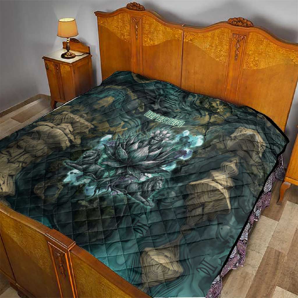 Nefertem Quilt Primordial Bloom Lotus Mystical Lion Cosmic Egyptian