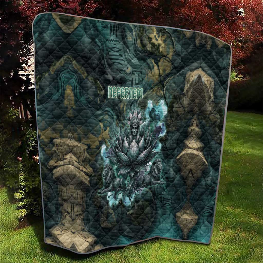 Nefertem Quilt Primordial Bloom Lotus Mystical Lion Cosmic Egyptian