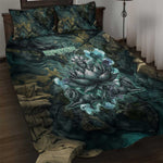 Nefertem Quilt Bed Set Primordial Bloom Lotus Mystical Lion Cosmic Egyptian