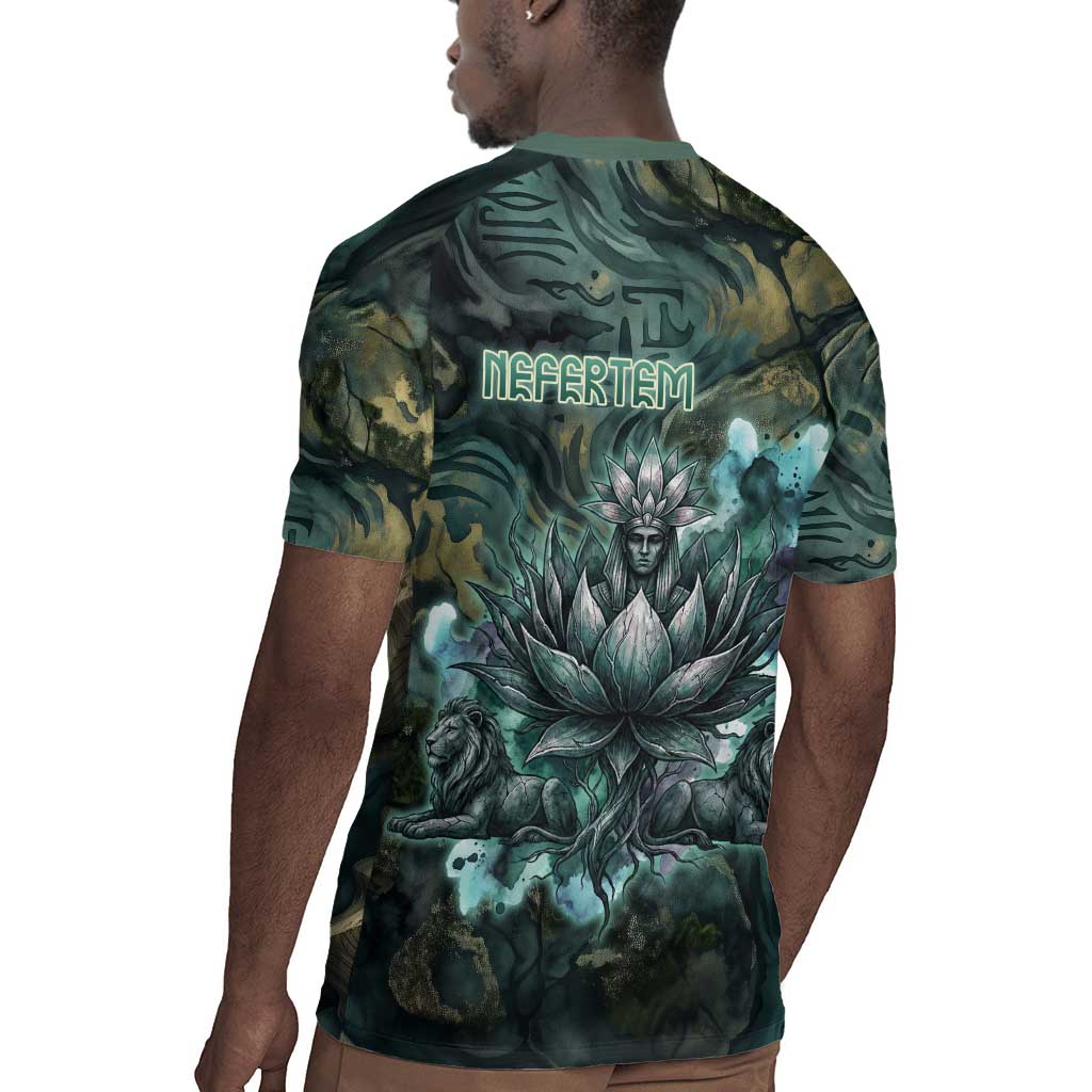 Nefertem Rugby Jersey Primordial Bloom Lotus Mystical Lion Cosmic Egyptian
