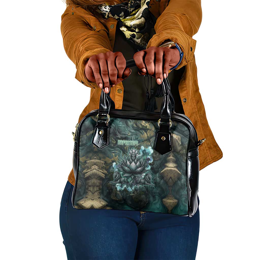 Nefertem Shoulder Handbag Primordial Bloom Lotus Mystical Lion Cosmic Egyptian
