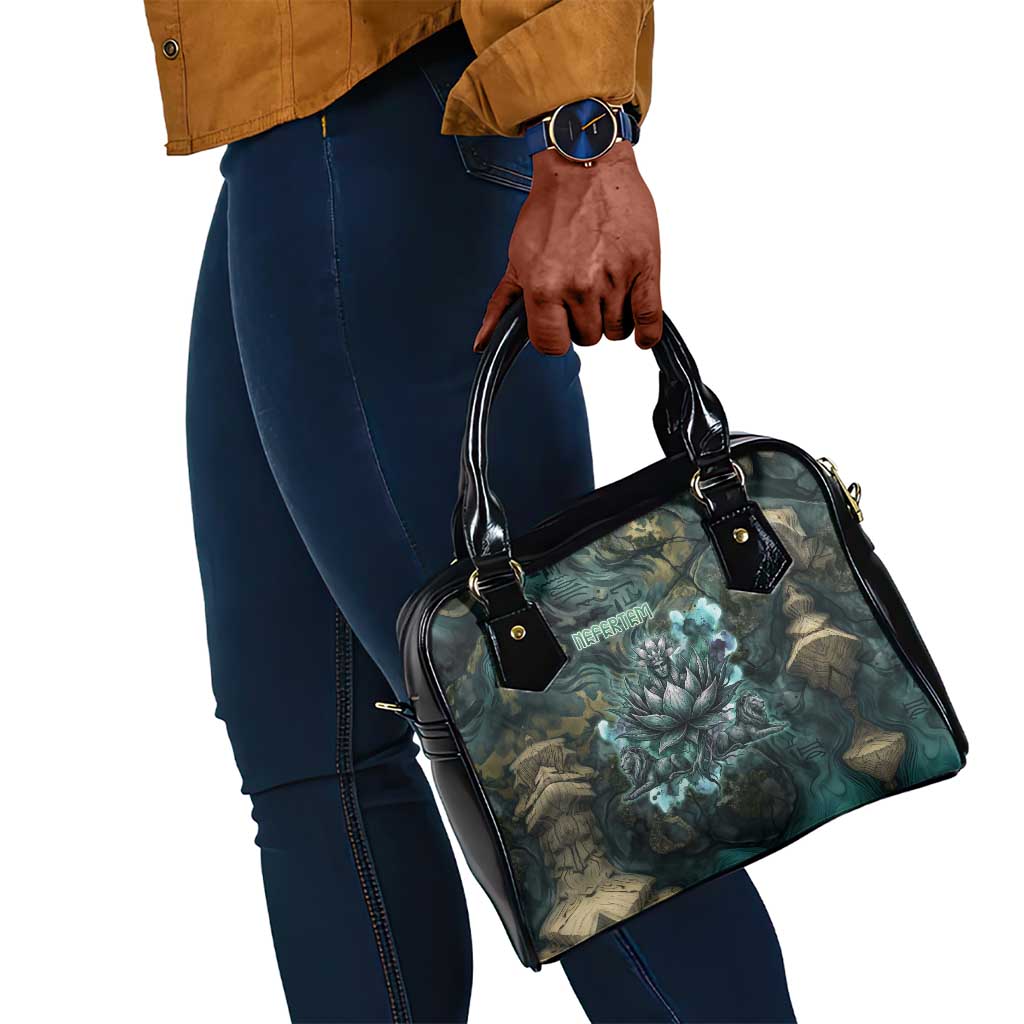 Nefertem Shoulder Handbag Primordial Bloom Lotus Mystical Lion Cosmic Egyptian