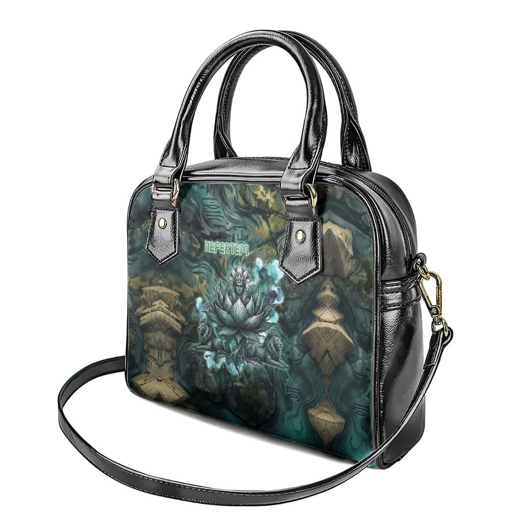 Nefertem Shoulder Handbag Primordial Bloom Lotus Mystical Lion Cosmic Egyptian